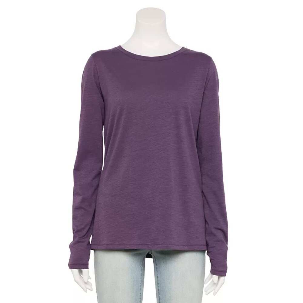 SONOMA Purple Everyday Crewneck Long Sleeve Tee, size S